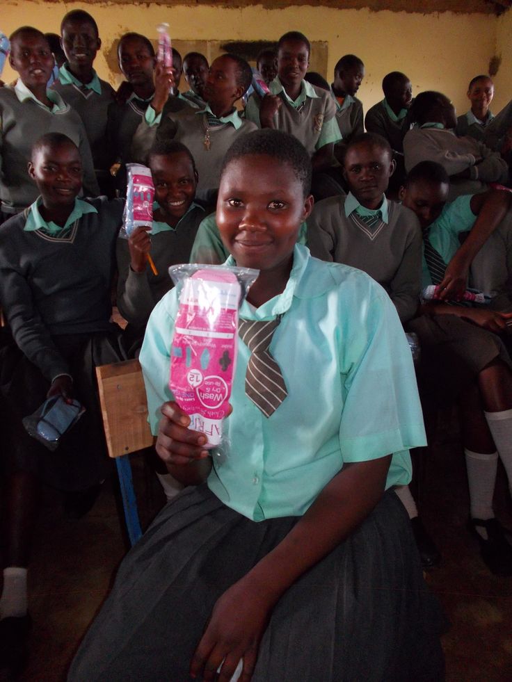 Women receiving hygiene products
